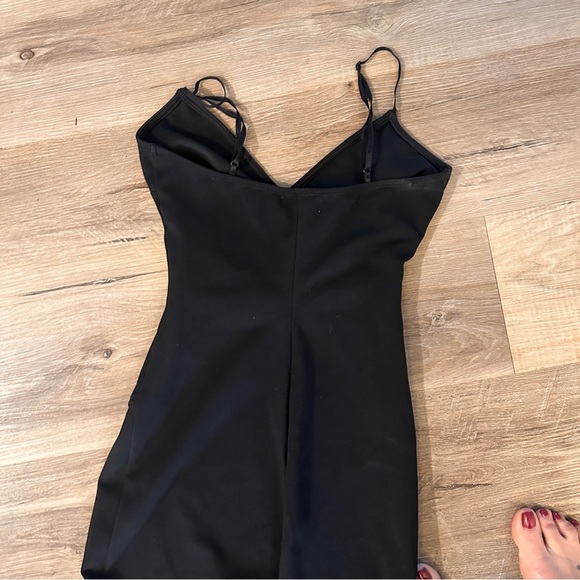 Classic Black Formal Maxi Dress XS Spaghetti Straps Ruched Front Elegant Gown - Picture 8 of 11